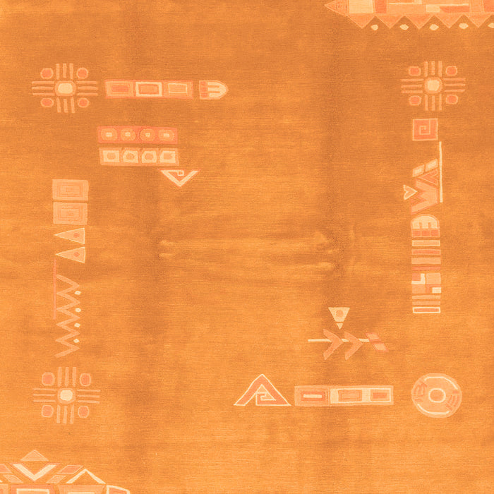 Square Machine Washable Abstract Orange Modern Area Rugs, wshabs3063org