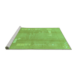 Sideview of Machine Washable Abstract Turquoise Modern Area Rugs, wshabs3063turq