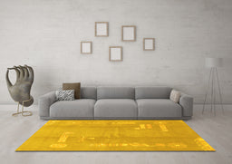 Machine Washable Abstract Yellow Modern Rug in a Living Room, wshabs3063yw