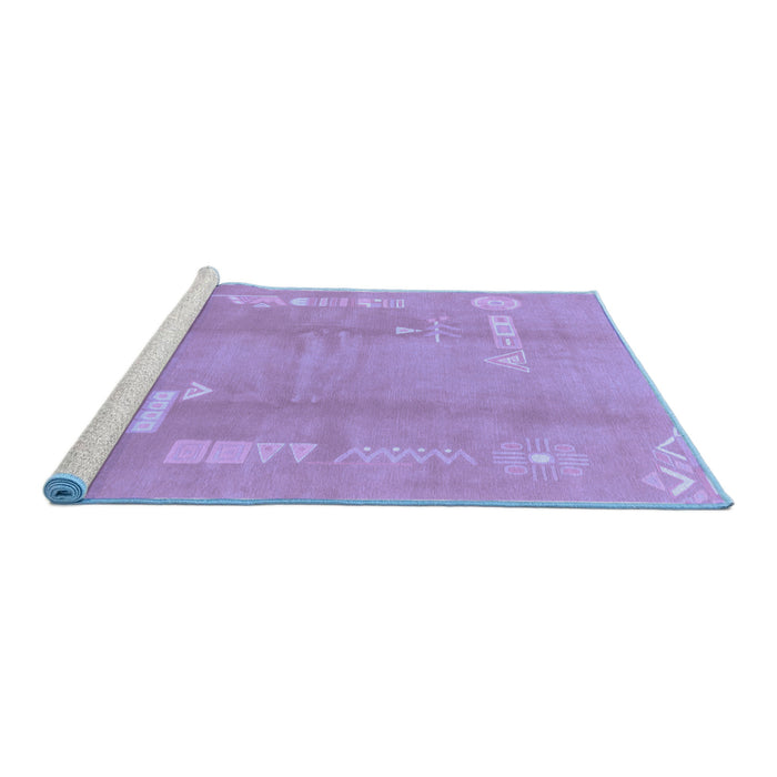 Sideview of Machine Washable Abstract Blue Modern Rug, wshabs3063blu