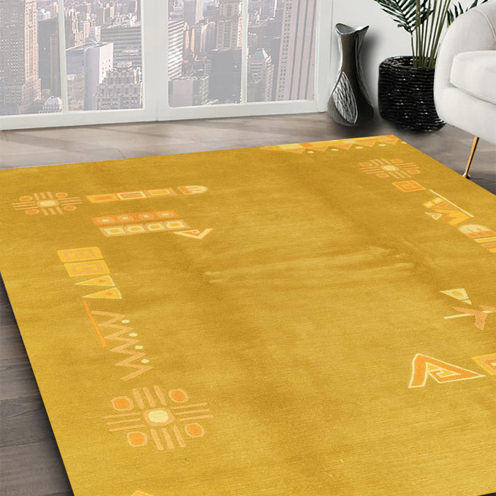 Machine Washable Abstract Orange Rug in a Family Room, wshabs3063