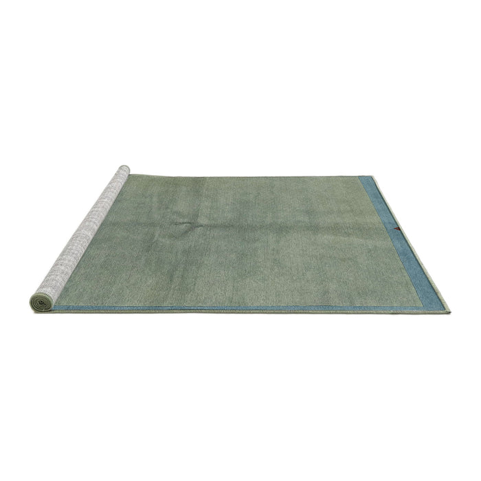Sideview of Machine Washable Abstract Dark Sea Green Rug, wshabs3064