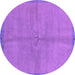 Round Machine Washable Abstract Purple Modern Area Rugs, wshabs3064pur