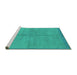 Sideview of Machine Washable Abstract Turquoise Modern Area Rugs, wshabs3064turq