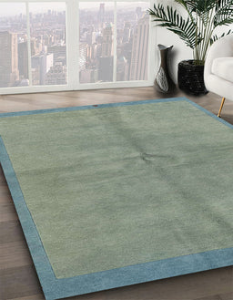 Machine Washable Abstract Dark Sea Green Rug in a Family Room, wshabs3064