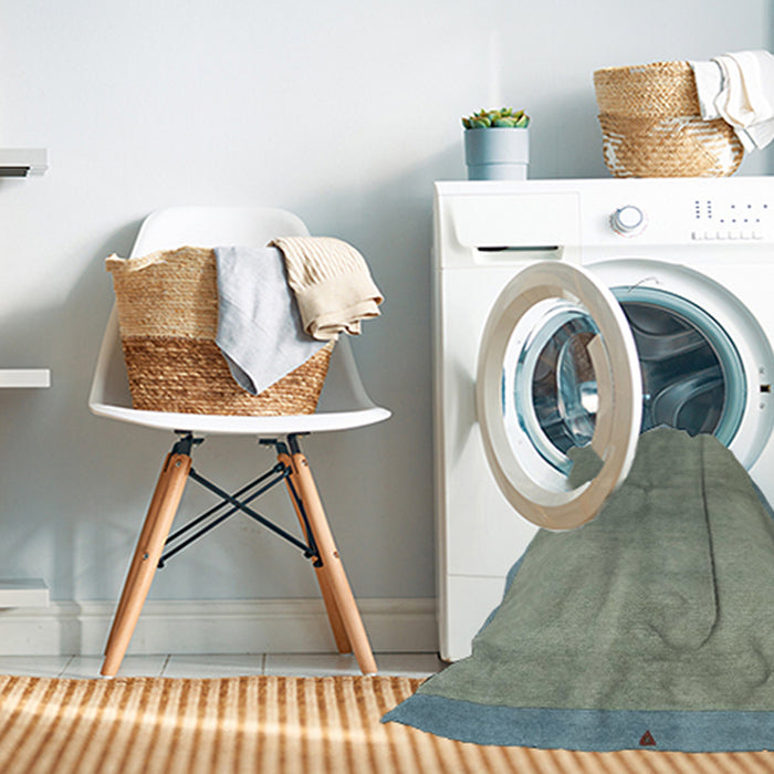 Machine Washable Abstract Dark Sea Green Rug in a Washing Machine, wshabs3064