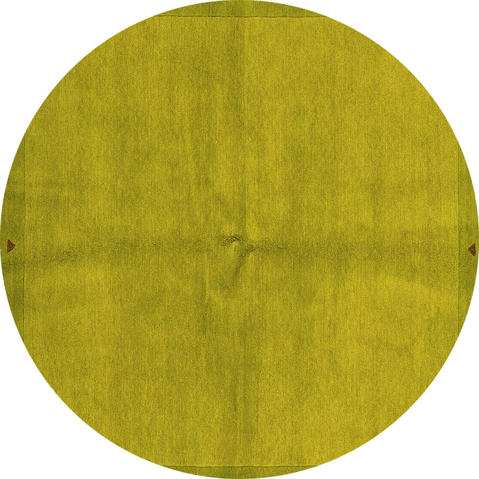 Round Abstract Yellow Modern Rug, abs3064yw