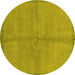 Round Abstract Yellow Modern Rug, abs3064yw