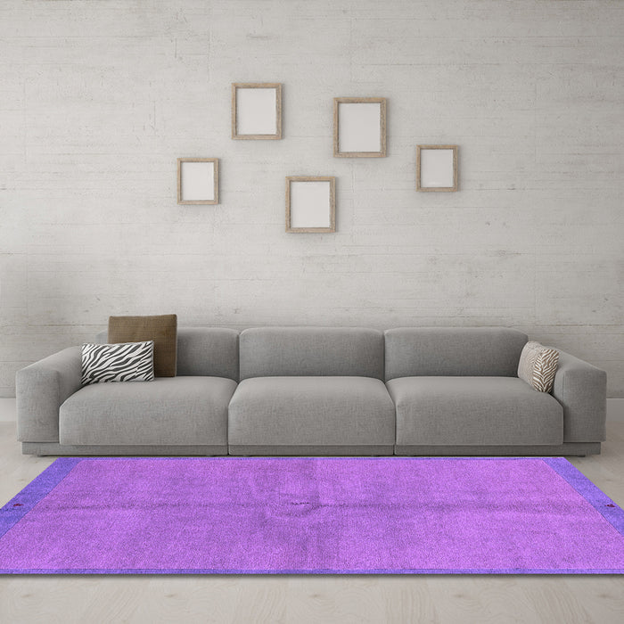 Machine Washable Abstract Purple Modern Area Rugs in a Living Room, wshabs3064pur