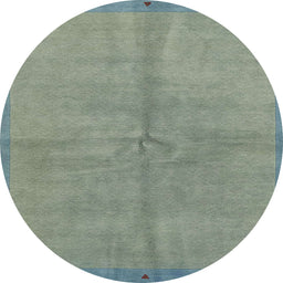 Round Abstract Dark Sea Green Modern Rug, abs3064