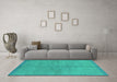 Machine Washable Abstract Turquoise Modern Area Rugs in a Living Room,, wshabs3064turq