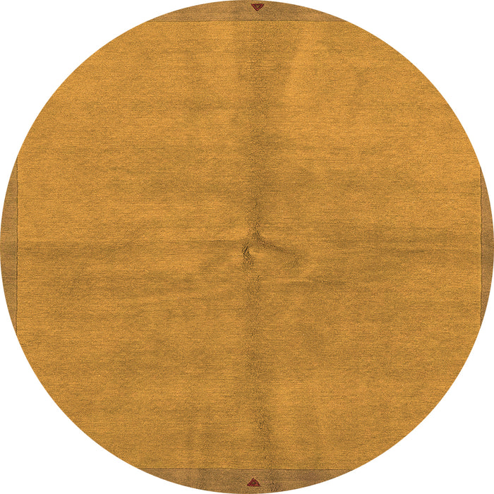 Round Machine Washable Abstract Orange Modern Area Rugs, wshabs3064org