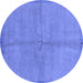 Round Abstract Blue Modern Rug, abs3064blu