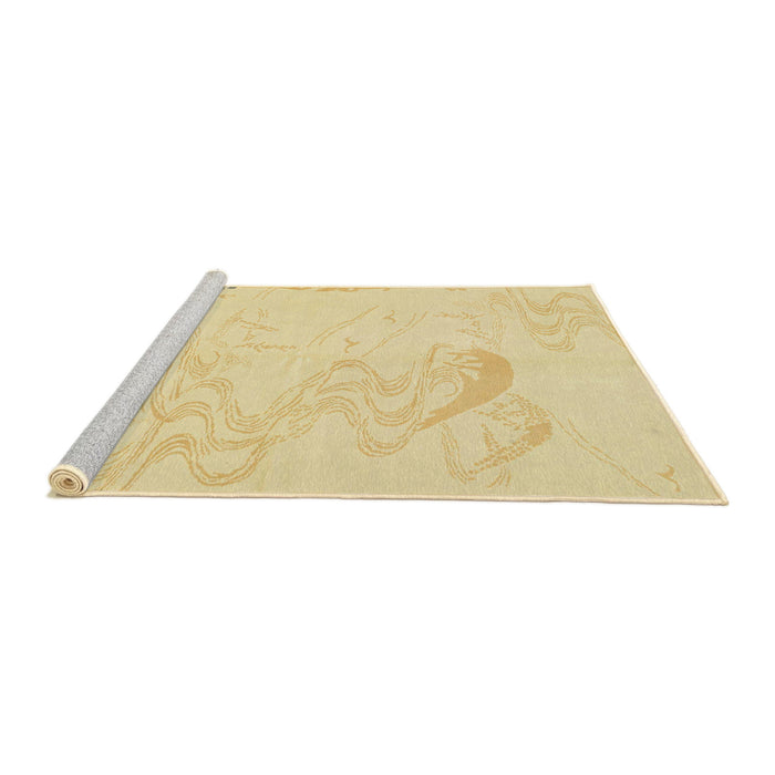 Sideview of Machine Washable Abstract Chrome Gold Yellow Rug, wshabs3065
