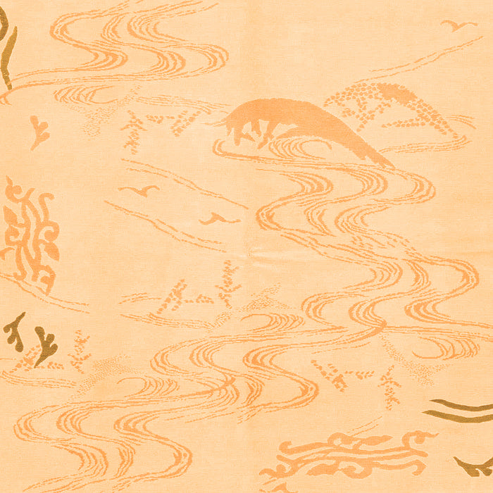 Square Machine Washable Abstract Orange Modern Area Rugs, wshabs3065org