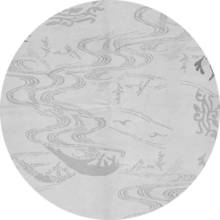 Round Machine Washable Abstract Gray Modern Rug, wshabs3065gry