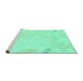 Sideview of Machine Washable Abstract Turquoise Modern Area Rugs, wshabs3065turq