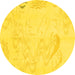 Round Abstract Yellow Modern Rug, abs3065yw