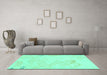 Machine Washable Abstract Turquoise Modern Area Rugs in a Living Room,, wshabs3065turq