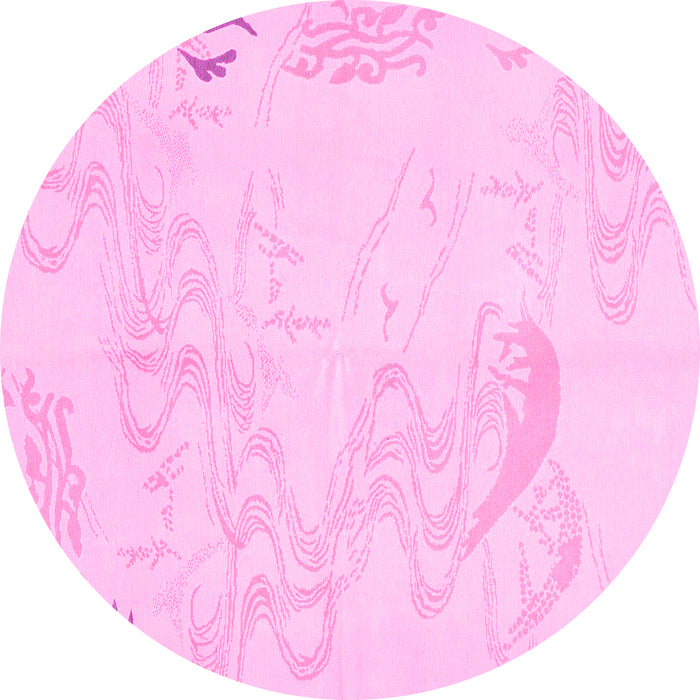 Round Abstract Pink Modern Rug, abs3065pnk