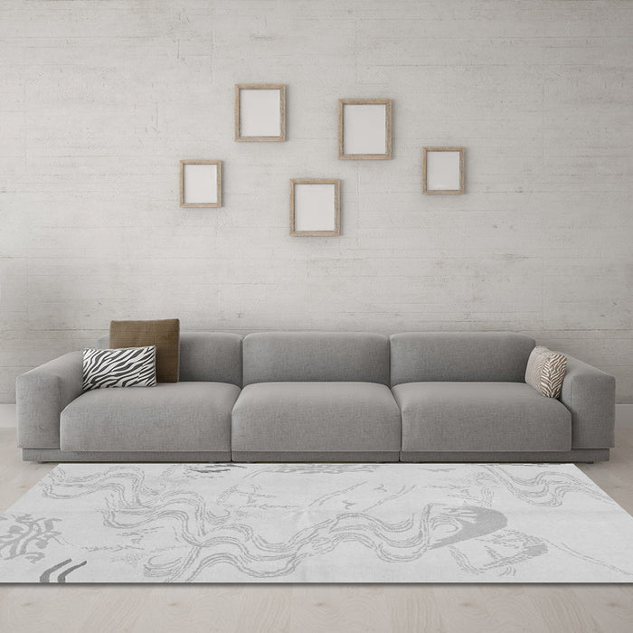 Machine Washable Abstract Gray Modern Rug in a Living Room,, wshabs3065gry