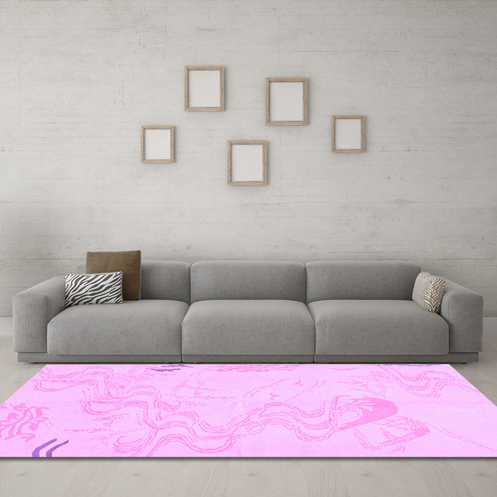 Machine Washable Abstract Purple Modern Area Rugs in a Living Room, wshabs3065pur