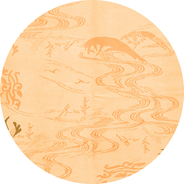 Round Abstract Orange Modern Rug, abs3065org