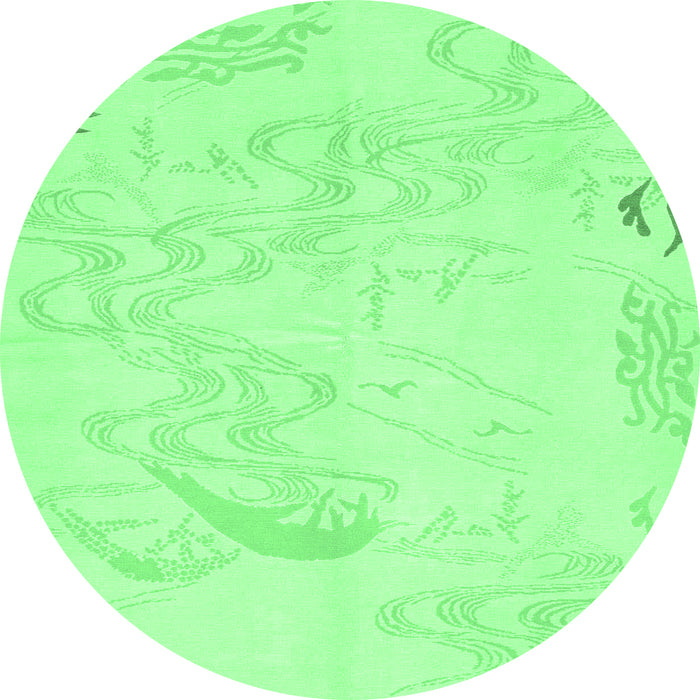 Round Abstract Emerald Green Modern Rug, abs3065emgrn