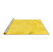 Sideview of Machine Washable Abstract Yellow Modern Rug, wshabs3065yw