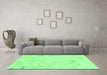 Machine Washable Abstract Emerald Green Modern Area Rugs in a Living Room,, wshabs3065emgrn