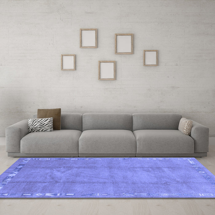 Machine Washable Abstract Blue Modern Rug in a Living Room, wshabs3066blu