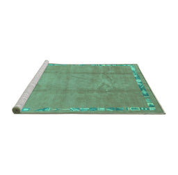 Sideview of Machine Washable Abstract Turquoise Modern Area Rugs, wshabs3066turq