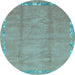 Round Abstract Light Blue Modern Rug, abs3066lblu