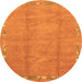 Round Machine Washable Abstract Orange Modern Area Rugs, wshabs3066org