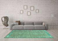 Machine Washable Abstract Turquoise Modern Rug, wshabs3066turq