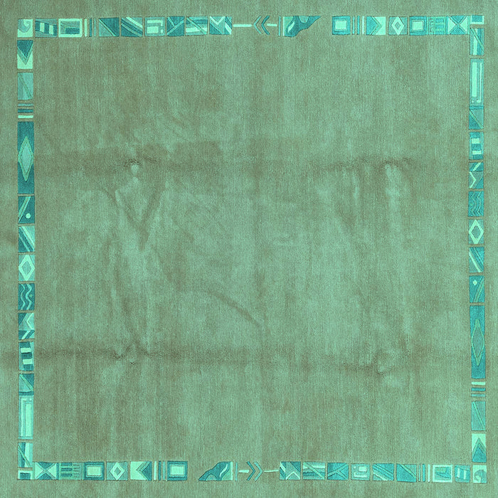 Square Machine Washable Abstract Turquoise Modern Area Rugs, wshabs3066turq