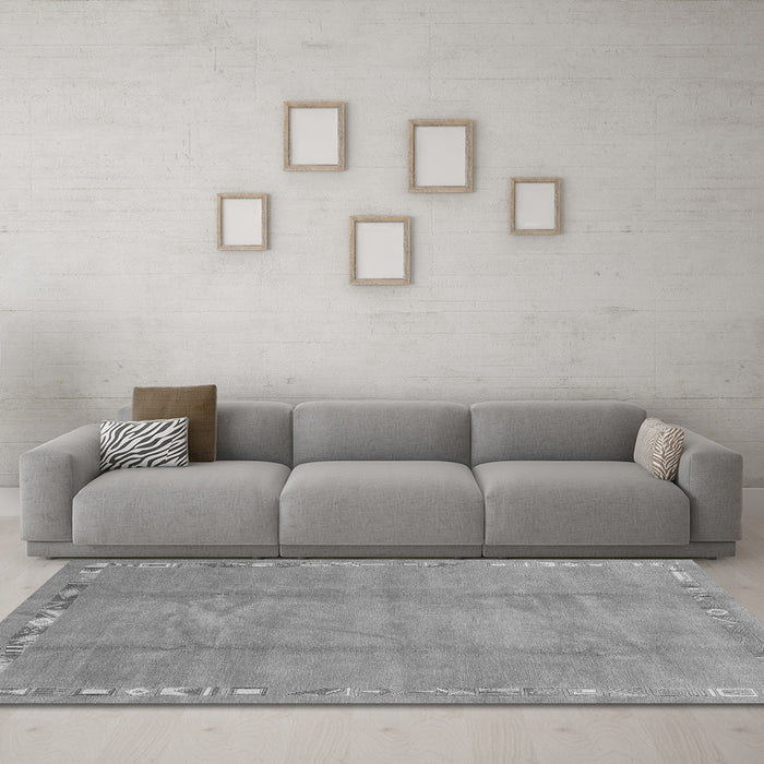 Machine Washable Abstract Gray Modern Rug in a Living Room,, wshabs3066gry