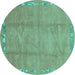 Round Abstract Turquoise Modern Rug, abs3066turq