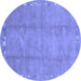 Round Machine Washable Abstract Blue Modern Rug, wshabs3066blu