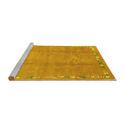 Sideview of Machine Washable Abstract Yellow Modern Rug, wshabs3066yw