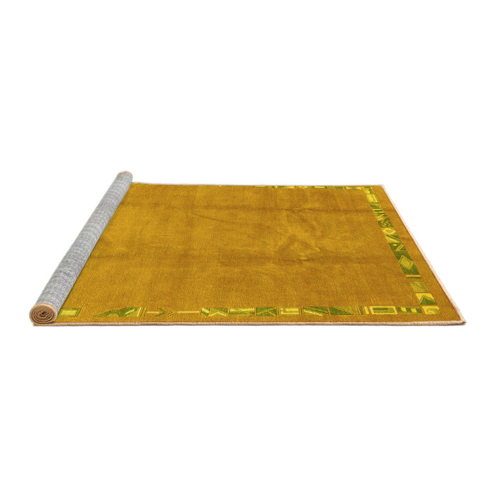 Sideview of Machine Washable Abstract Yellow Modern Rug, wshabs3066yw