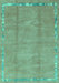 Machine Washable Abstract Turquoise Modern Area Rugs, wshabs3066turq