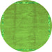 Round Machine Washable Abstract Green Modern Area Rugs, wshabs3066grn