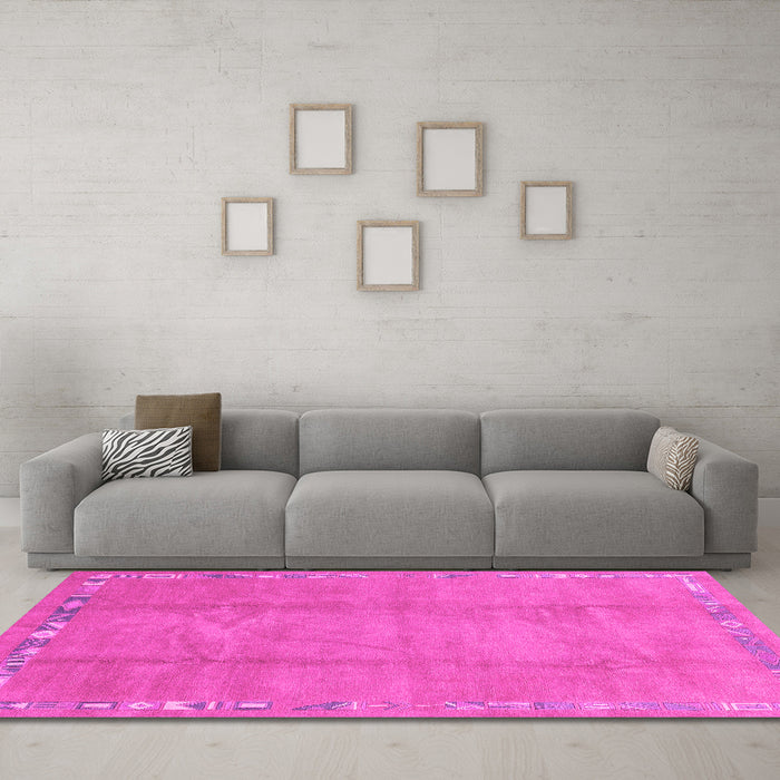 Machine Washable Abstract Pink Modern Rug in a Living Room, wshabs3066pnk