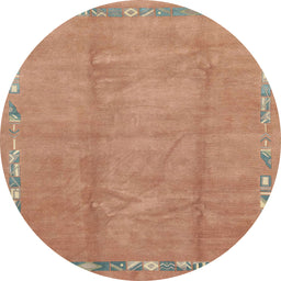 Round Machine Washable Abstract Orange Rug, wshabs3066