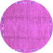 Round Machine Washable Abstract Purple Modern Area Rugs, wshabs3066pur