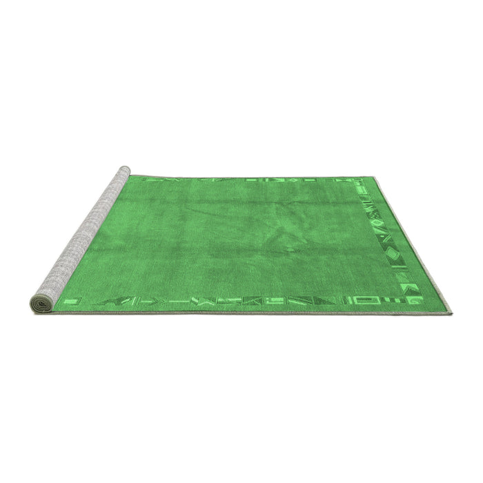 Sideview of Machine Washable Abstract Emerald Green Modern Area Rugs, wshabs3066emgrn