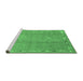 Sideview of Machine Washable Abstract Emerald Green Modern Area Rugs, wshabs3066emgrn