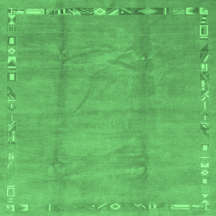 Square Machine Washable Abstract Emerald Green Modern Area Rugs, wshabs3066emgrn