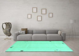 Machine Washable Solid Turquoise Modern Area Rugs in a Living Room,, wshabs3067turq